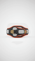Black and orange utility belt with gold buckle
