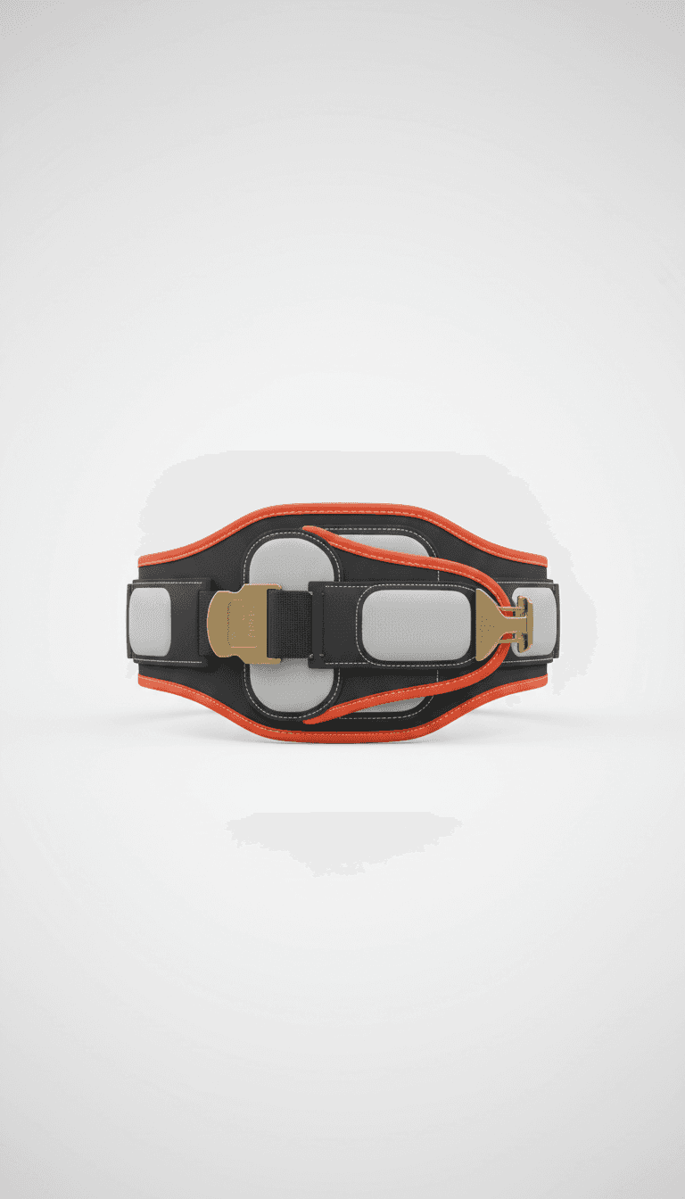 Black and orange utility belt with gold buckle